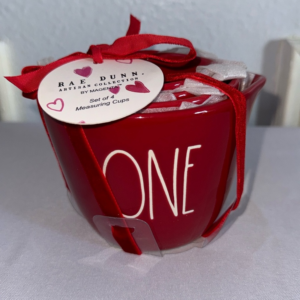 Rae Dunn Red Hearts Measuring Cups